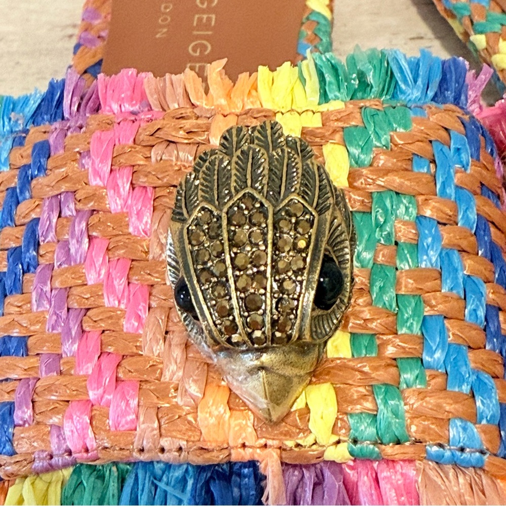 Kurt Geiger Kensington Eagle Casual Rainbow Flat Raffia Slide Sandals 36.5 EU - Picture 6 of 16